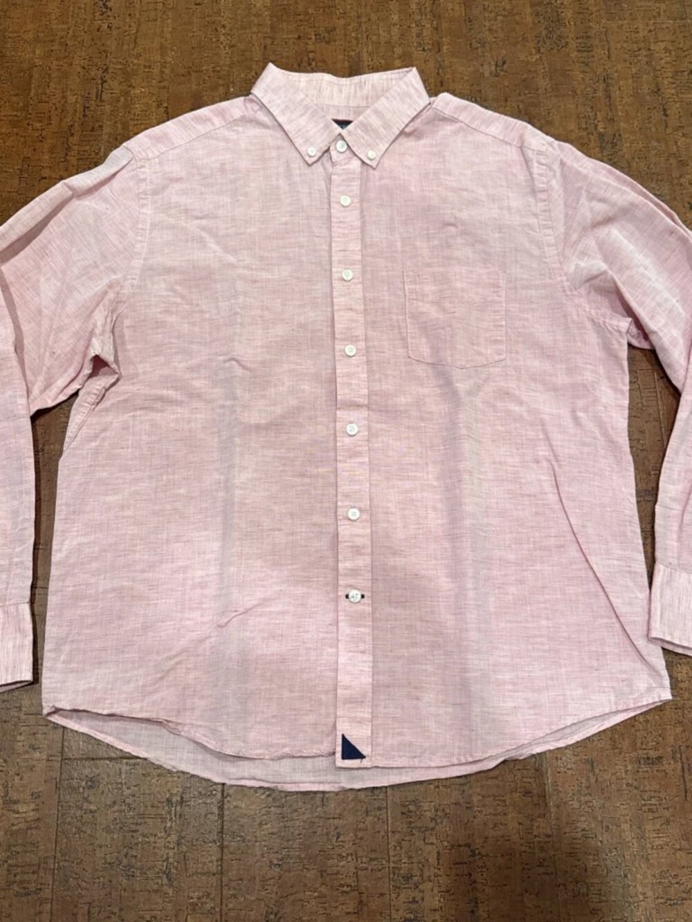 Untuckit Men’s Large Red Linen Blend Long Sleeve Button Down Shirt